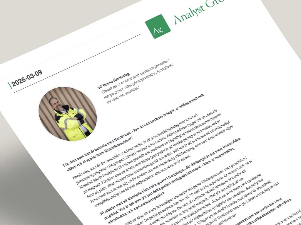 Intervju med Nordic Irons vd av Analyst Group